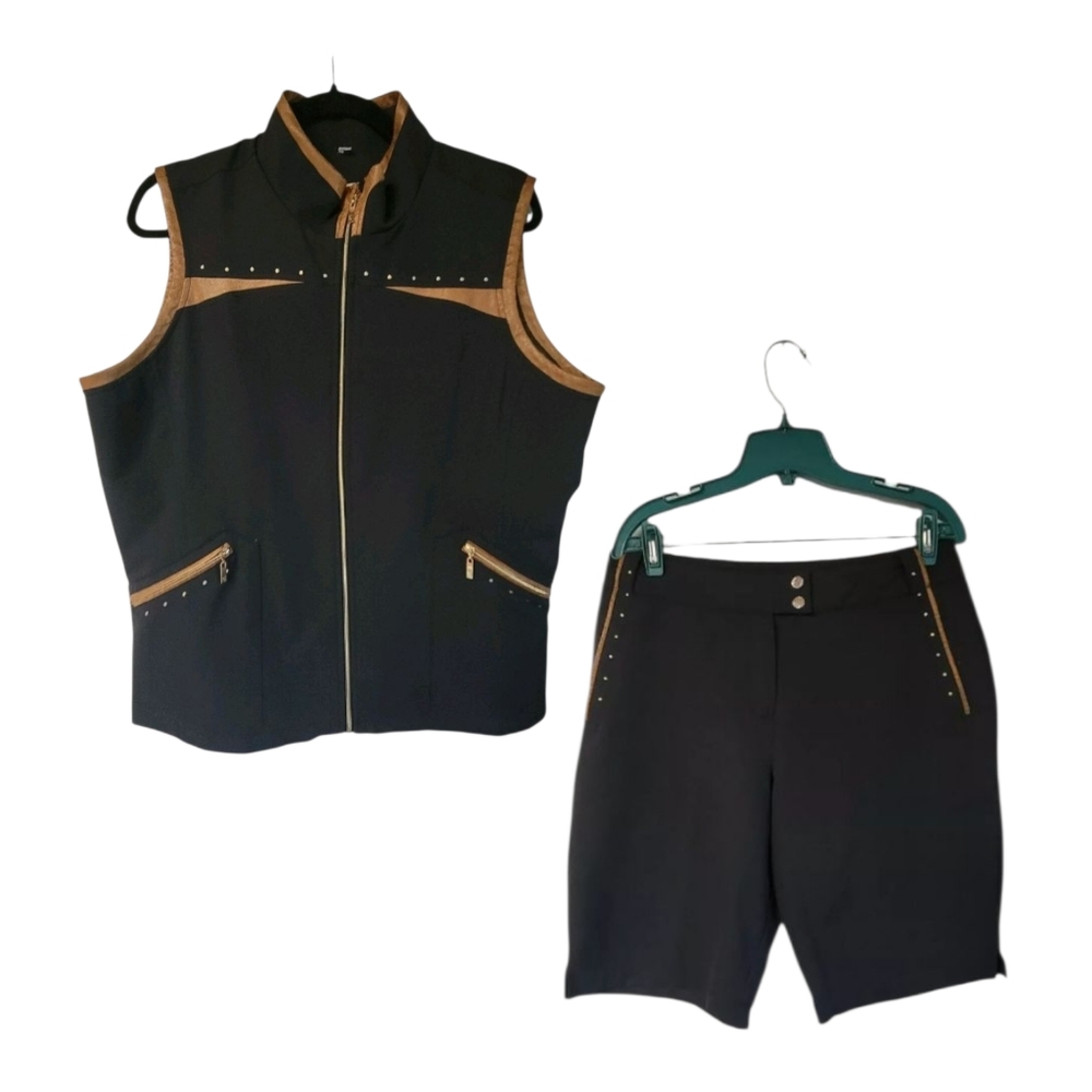 TAIL Golf Shorts & Zippered Vest Women's 12 Large Tennis Golf 2 Piece Set
